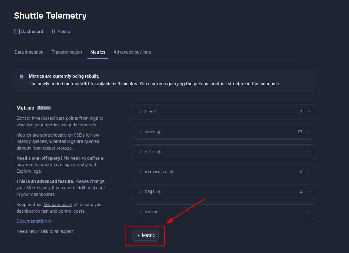 Click to expand image BetterStack Add Metric
