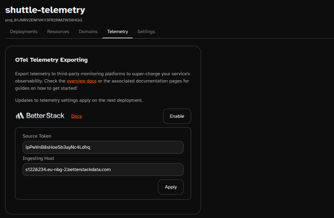 Click to expand image Shuttle Telemetry Enable