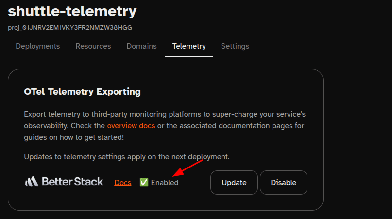 Click to expand image Shuttle Telemetry Enabled